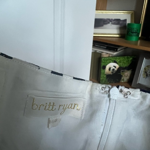 Britt Ryan Navy and White Geometric Pattern Strapless Dress Size 8 - Picture 4 of 5